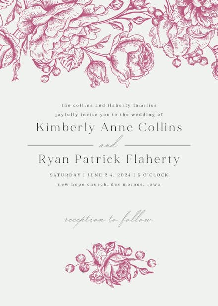 Touch of rose - wedding invitation