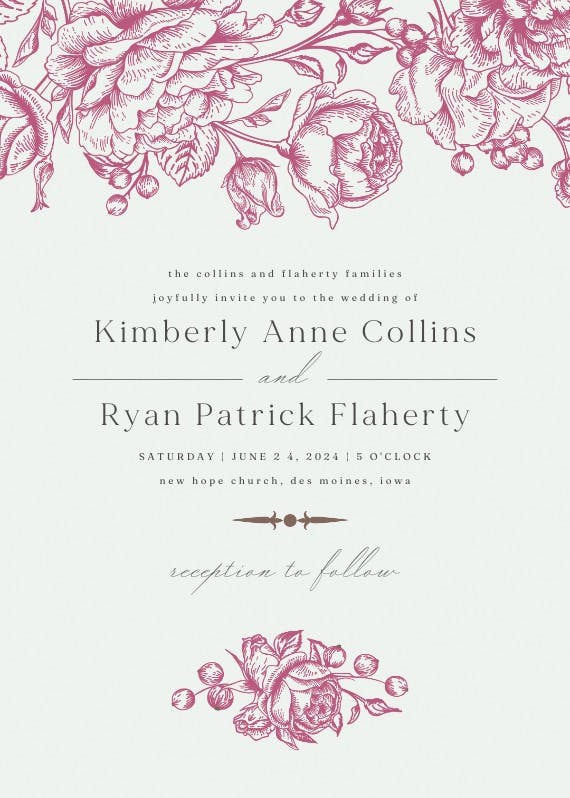 Touch of rose -  invitación de boda