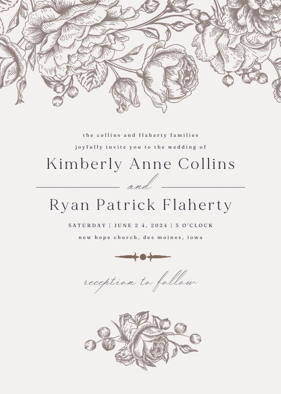 Touch of rose - wedding invitation