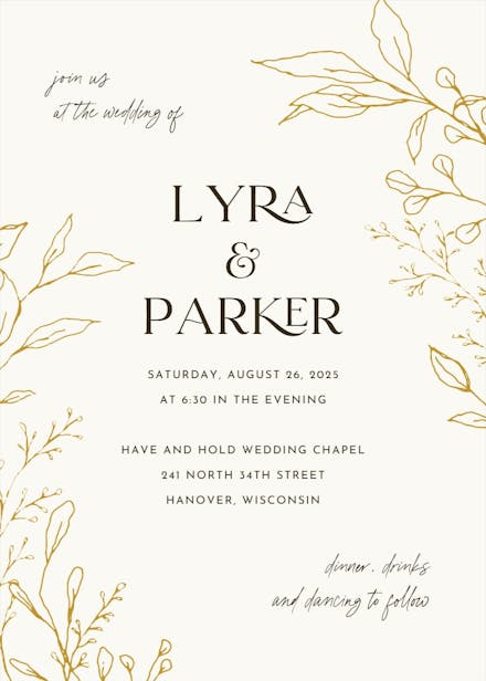 Traces of leaves - wedding invitation