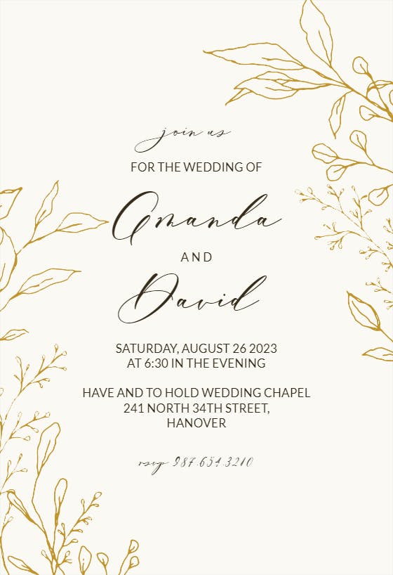 Traces Of Leaves - Wedding Invitation Template | Greetings Island