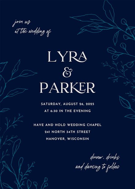 Traces of leaves - wedding invitation
