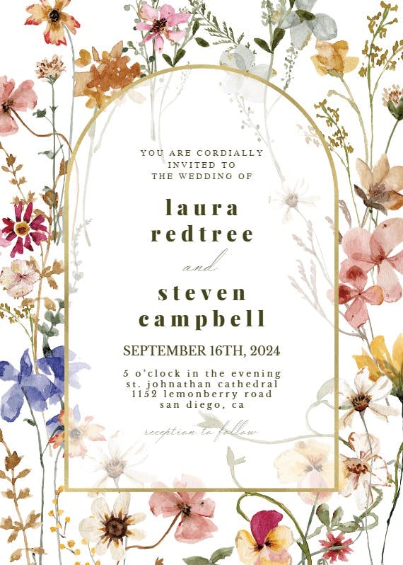 Transparent meadow arch - wedding invitation