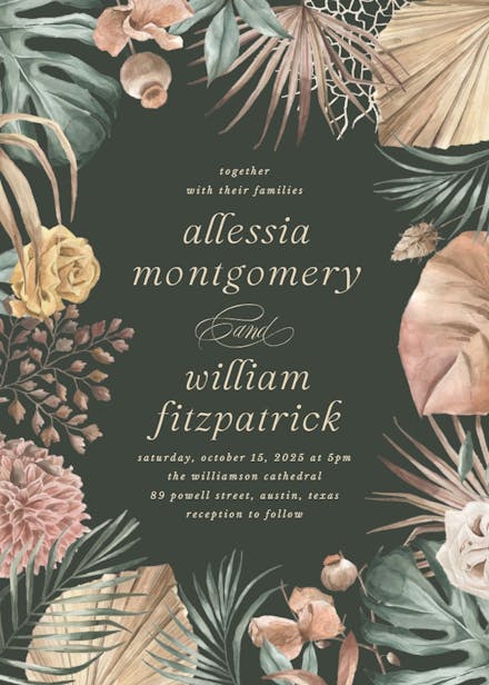 Tropical boho frame - wedding invitation