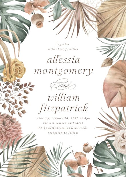 Tropical boho frame - wedding invitation