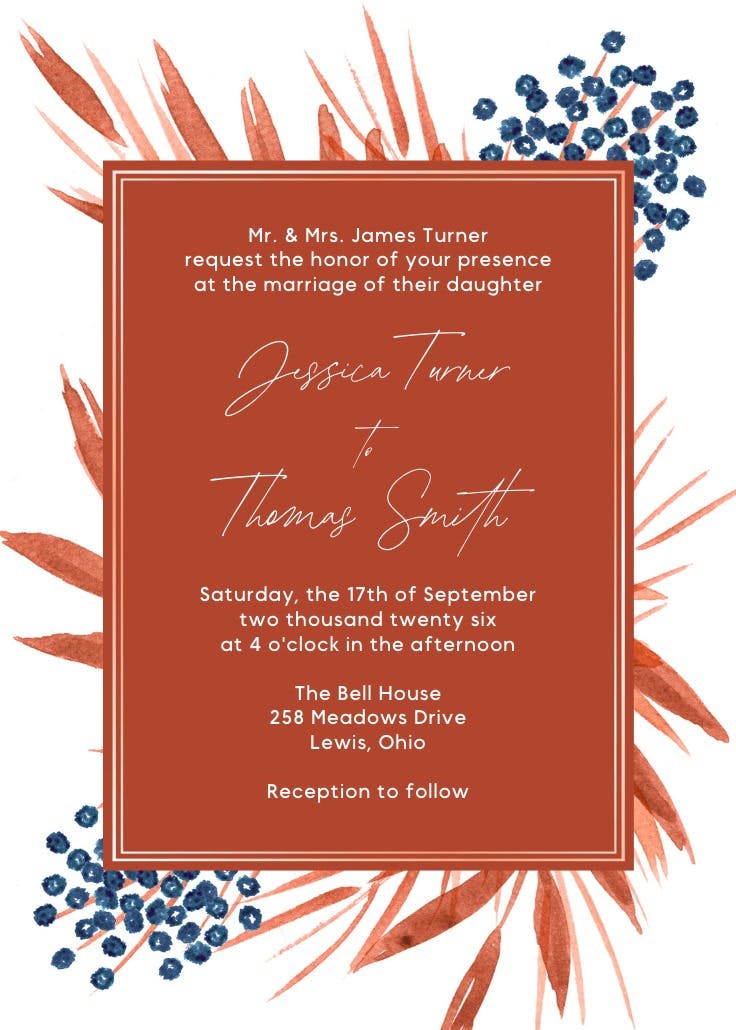 Tropical floral - invitación de boda