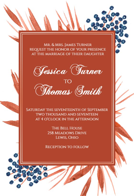 Tropical floral - wedding invitation