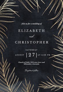 Tropical gold palms - wedding invitation