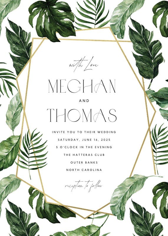 Tropical leaves -  invitación de boda