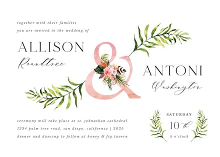 Tropical letters - wedding invitation