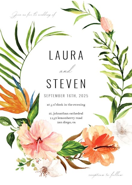 Tropical painterly - wedding invitation