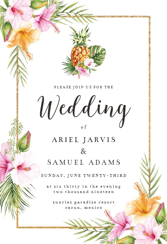 Tropical Pineapple - Wedding Invitation Template | Greetings Island