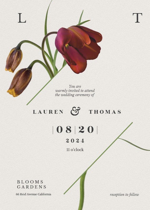 Tulips in bloom -  invitación de boda