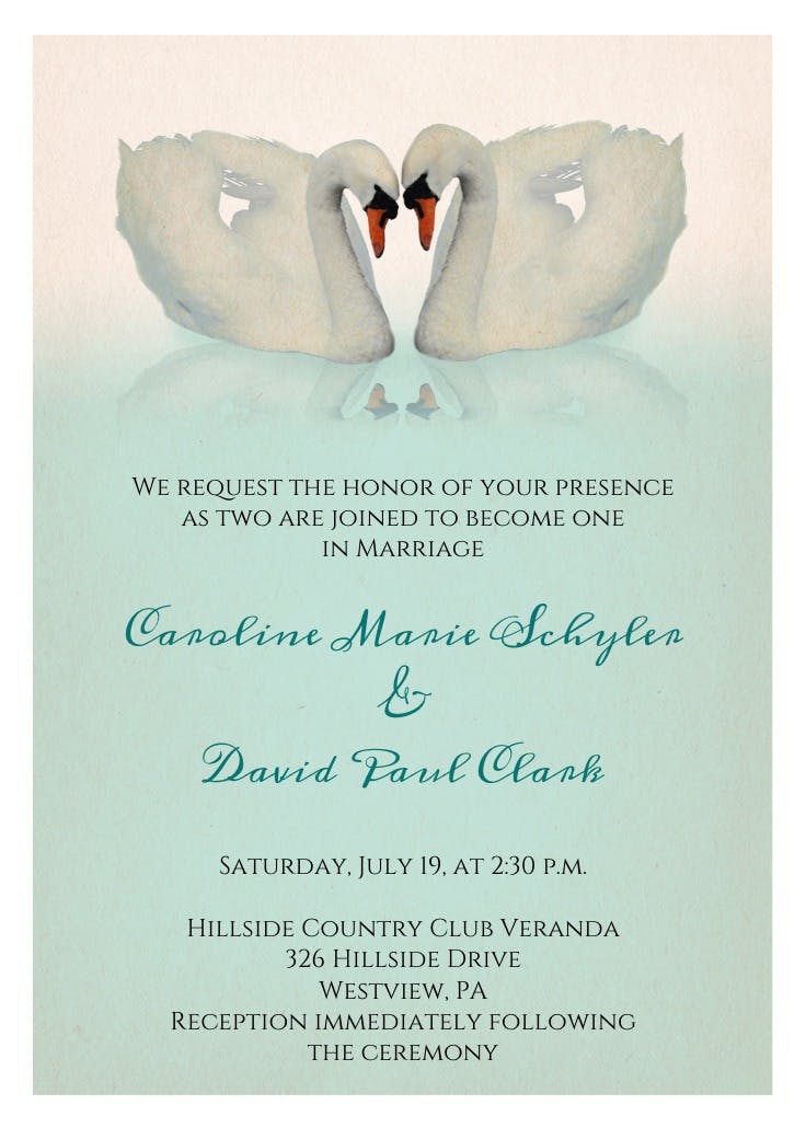 Two swans - wedding invitation