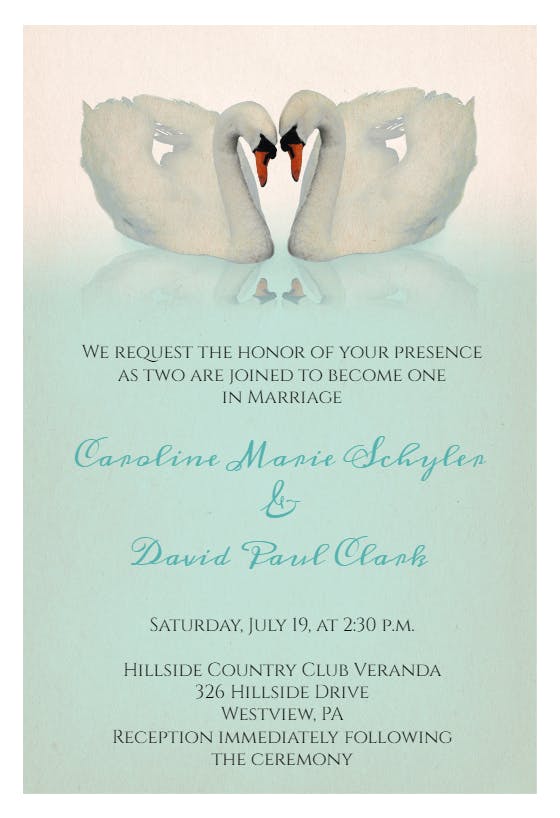 Two swans - wedding invitation