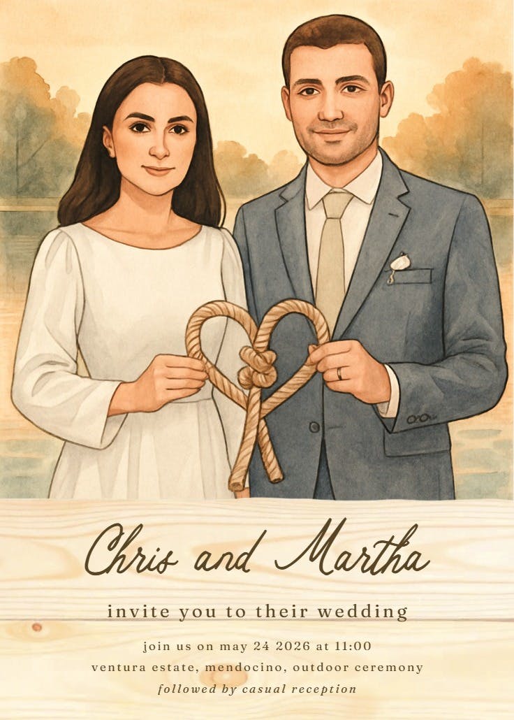 Tying the knot - wedding invitation