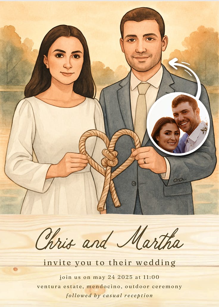 Tying the knot - invitación de boda