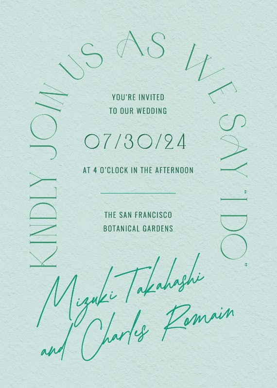 Typographic romance - wedding invitation