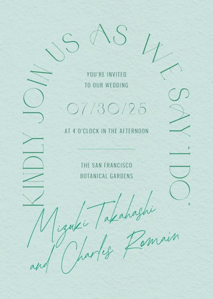 Typographic romance - wedding invitation