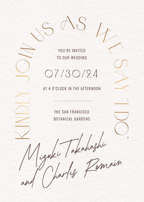 Typographic romance - wedding invitation