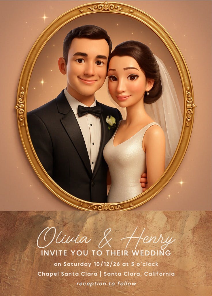 Vintage cameo - wedding invitation