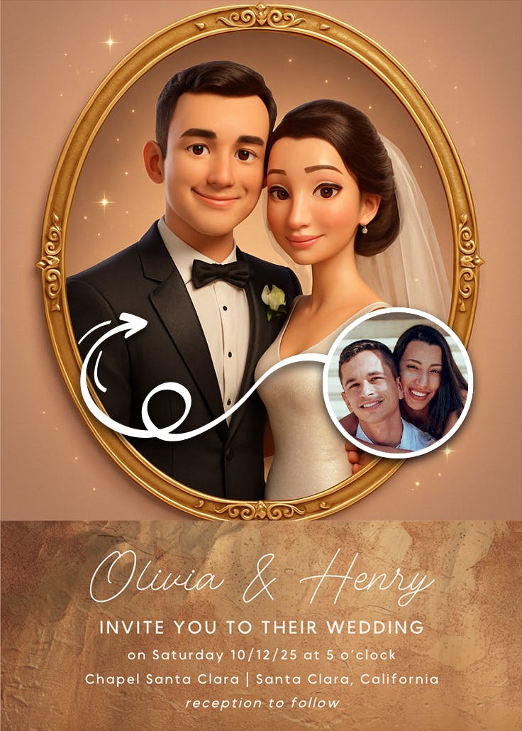 Vintage cameo - wedding invitation
