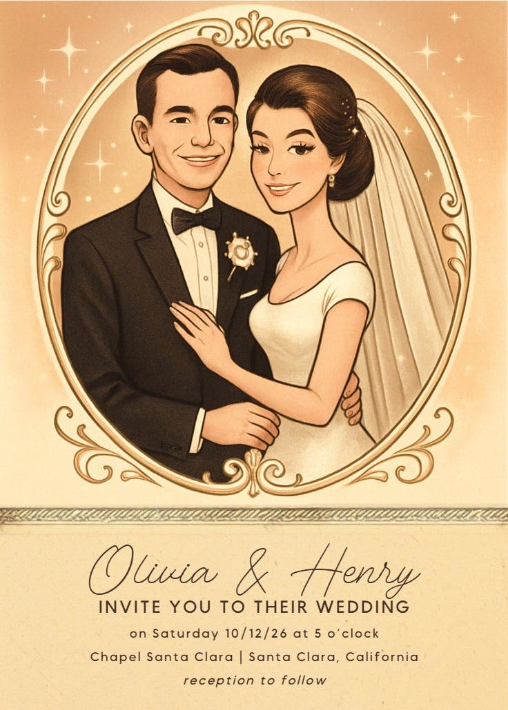 Vintage cameo - wedding invitation