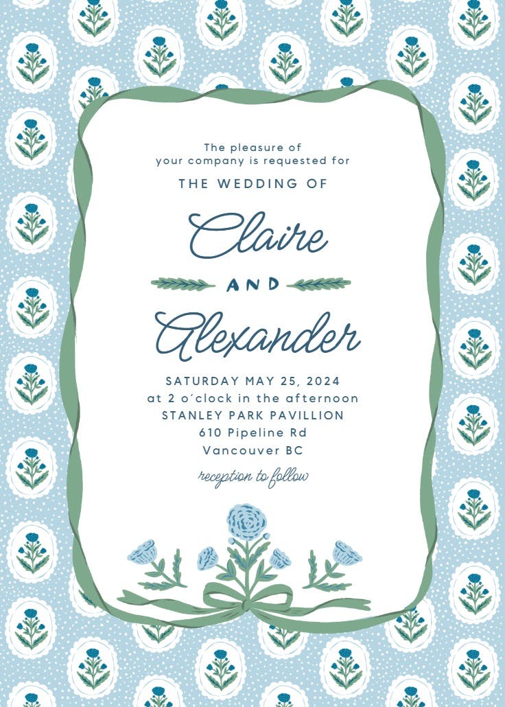 Vintage flower - wedding invitation