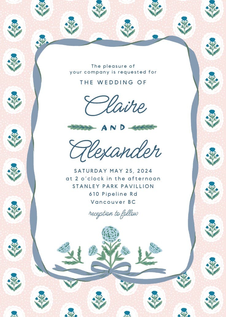 Vintage flower - wedding invitation
