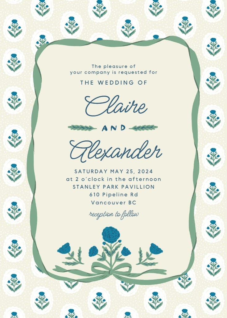 Vintage flower - wedding invitation