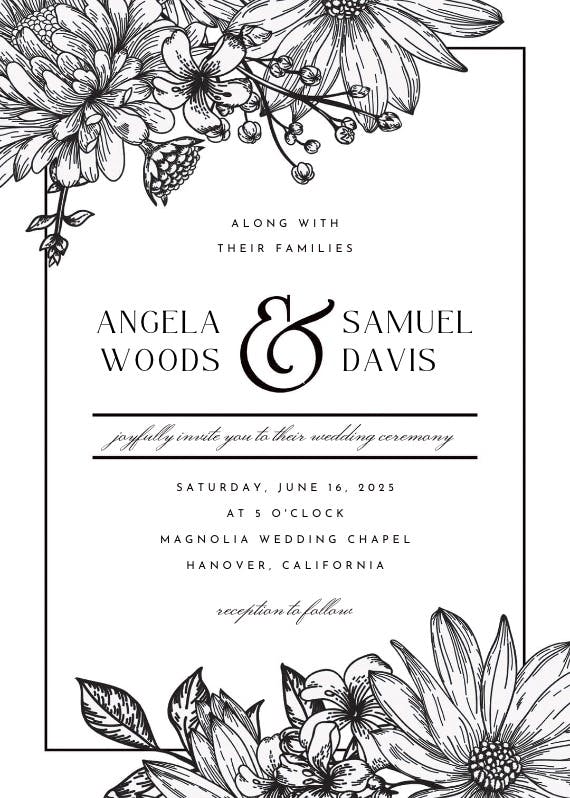 Vintage flowers - wedding invitation
