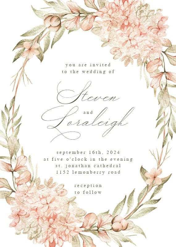 Vintage hydrangea - wedding invitation
