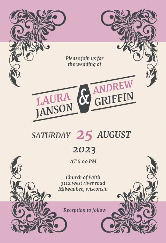 Vintage rustic - wedding invitation