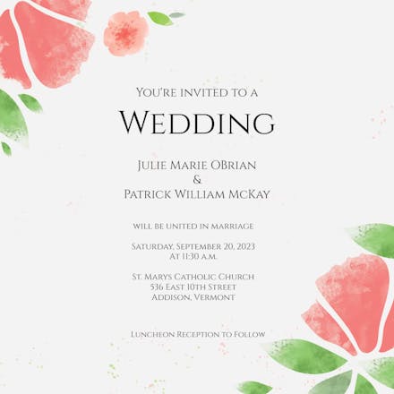 Watercolor Abstract Flowers - Wedding Invitation Template (Free ...