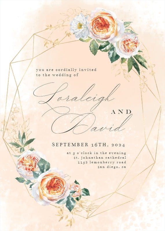 Watercolor crystal frame - wedding invitation