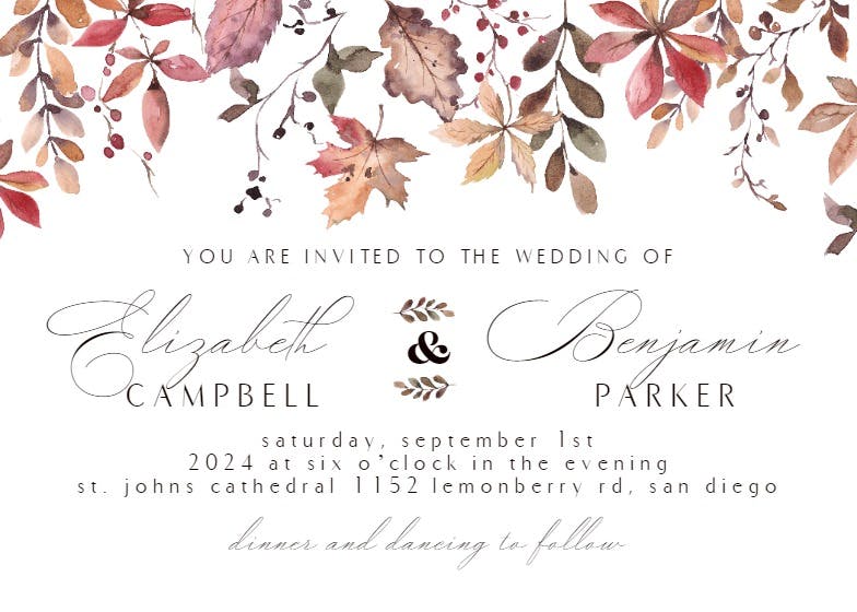 Watercolor fall -  invitación de boda