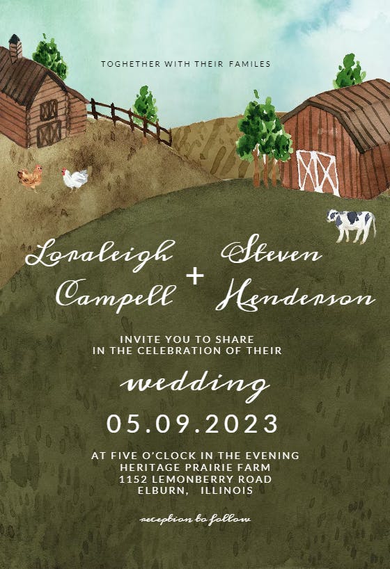 Watercolor farm -  invitación de boda