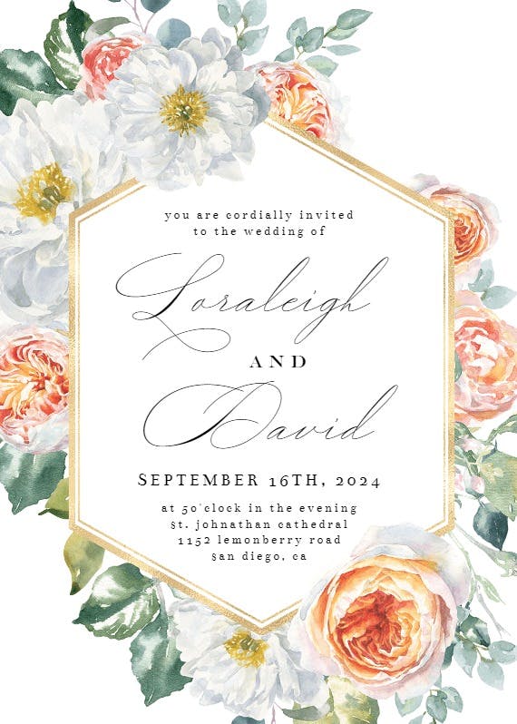 Watercolor floral geometric -  invitación de boda