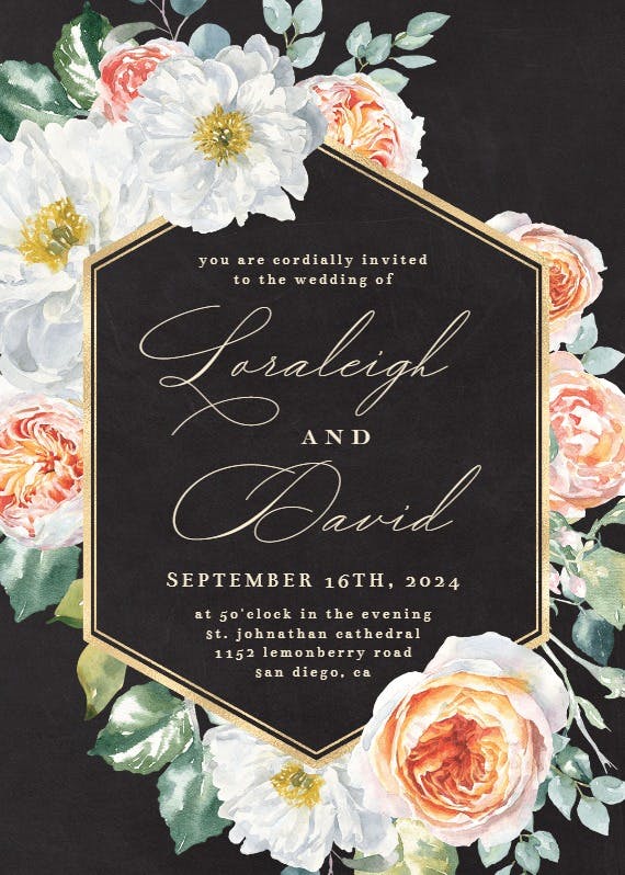 Watercolor floral geometric - wedding invitation