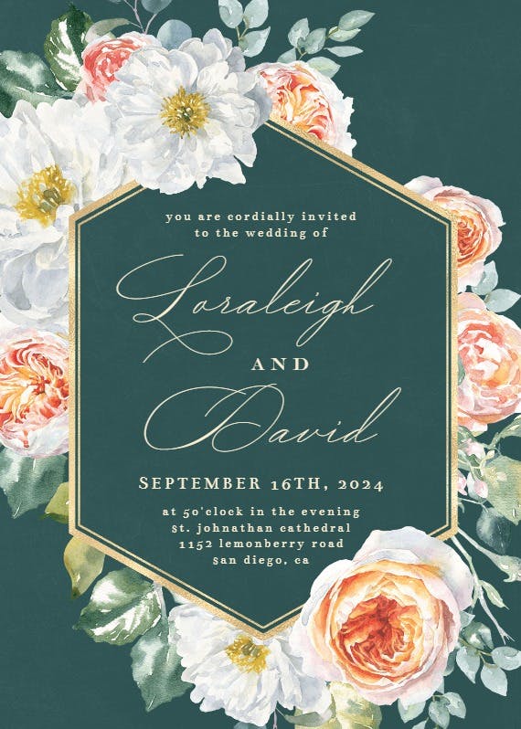 Watercolor floral geometric - wedding invitation