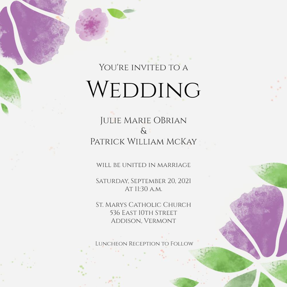 Watercolor abstract flowers - wedding invitation