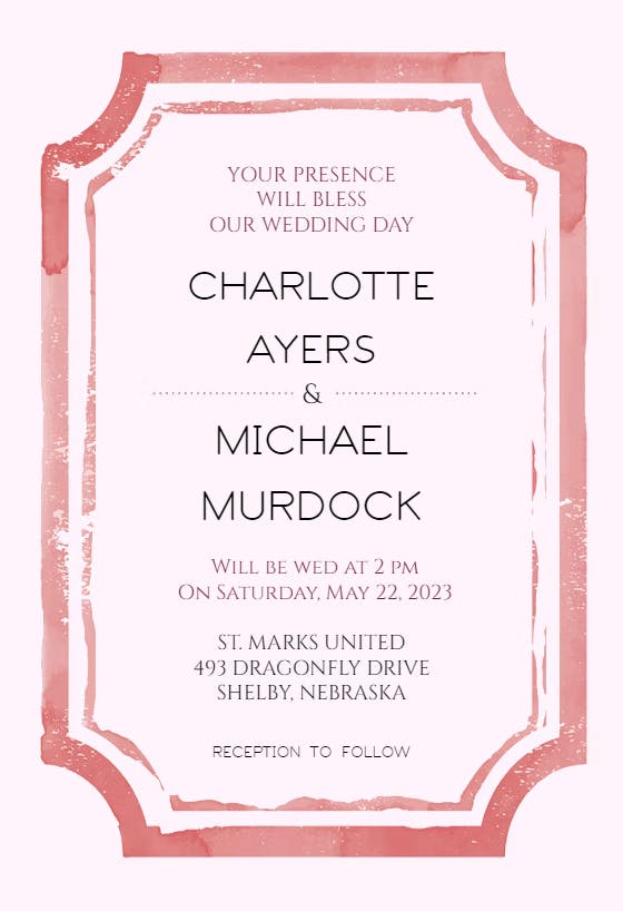 Watercolor frame - wedding invitation