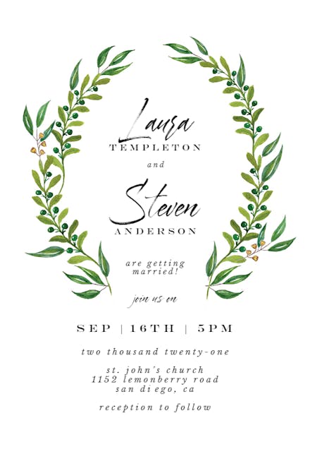 Watercolor Greenery - Wedding Invitation