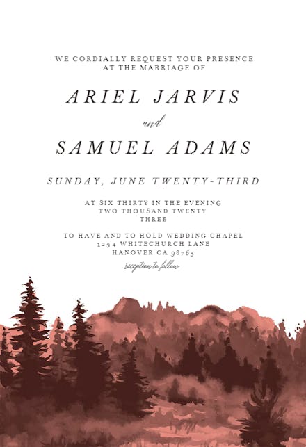 Watercolor Outdoors Wedding Invitation Template Free Greetings Island