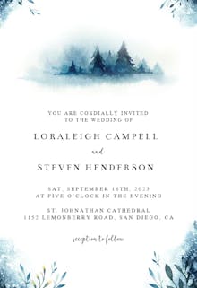 Watercolor pine trees - wedding invitation