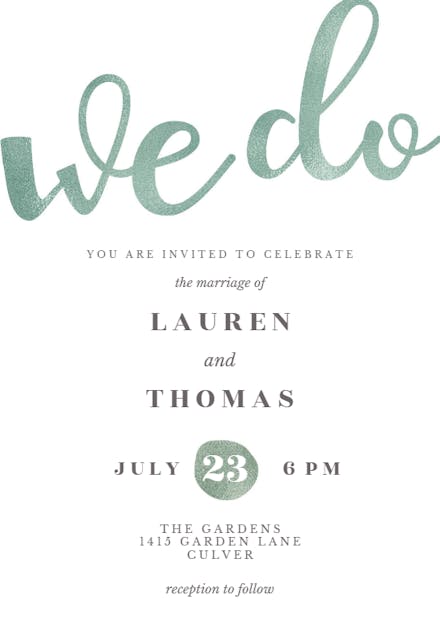 We do glitter - wedding invitation
