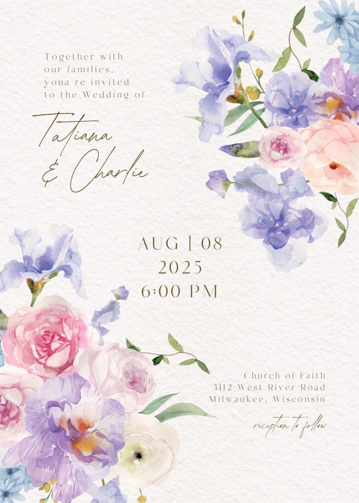 Wedding blooms - wedding invitation