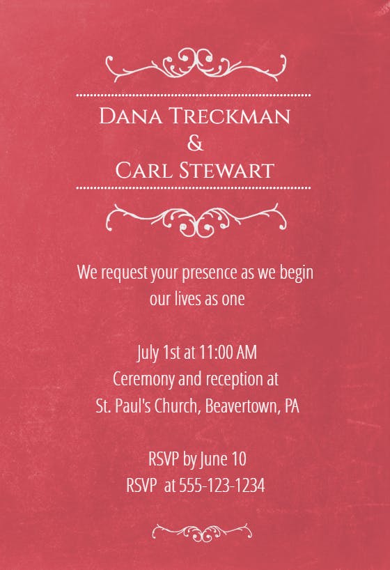 Wedding ornament - wedding invitation