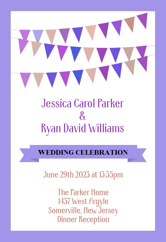 Wedding pennants - wedding invitation