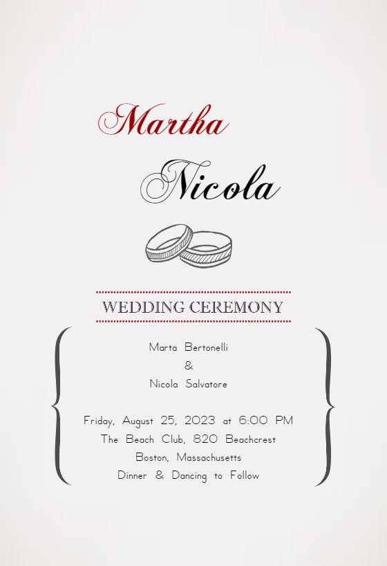 Wedding rings - wedding invitation